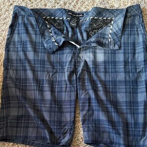 Travis Mathew Navy Checkered Shorts